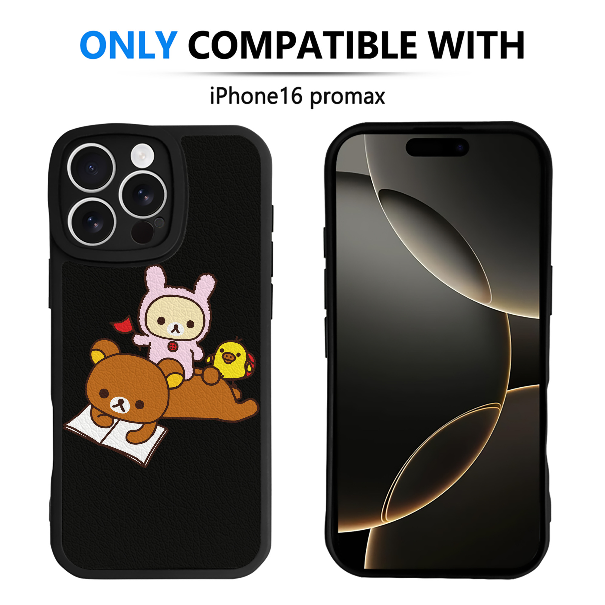 （画像用） リラックマ リラックマ キイロイトリ Rilakkuma Korilakkuma Kiiroitori 【iPhone 16シリーズ対応】シリコンスマホケース（レザー調） 材質：シリコン